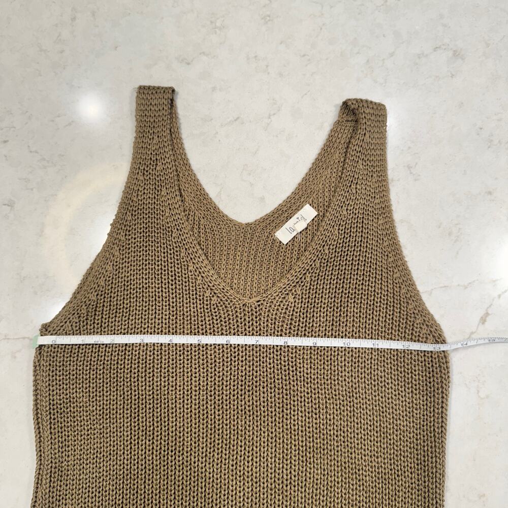 Boho Open Knit Tank Top Women's Medium Brown Festival Coastal Western Summer - Picture 4 of 15